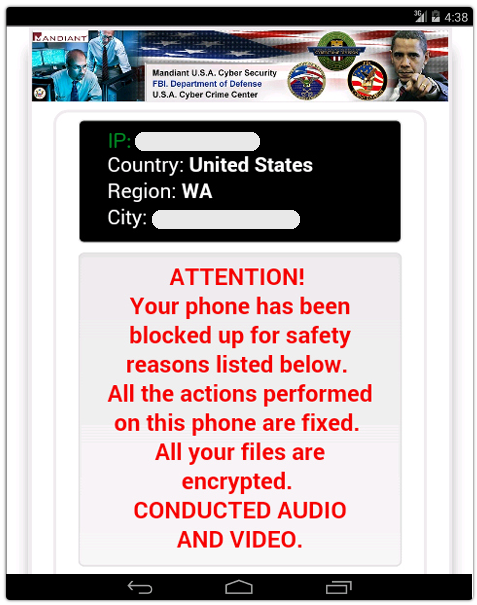 Police or FBI virus from Android phone