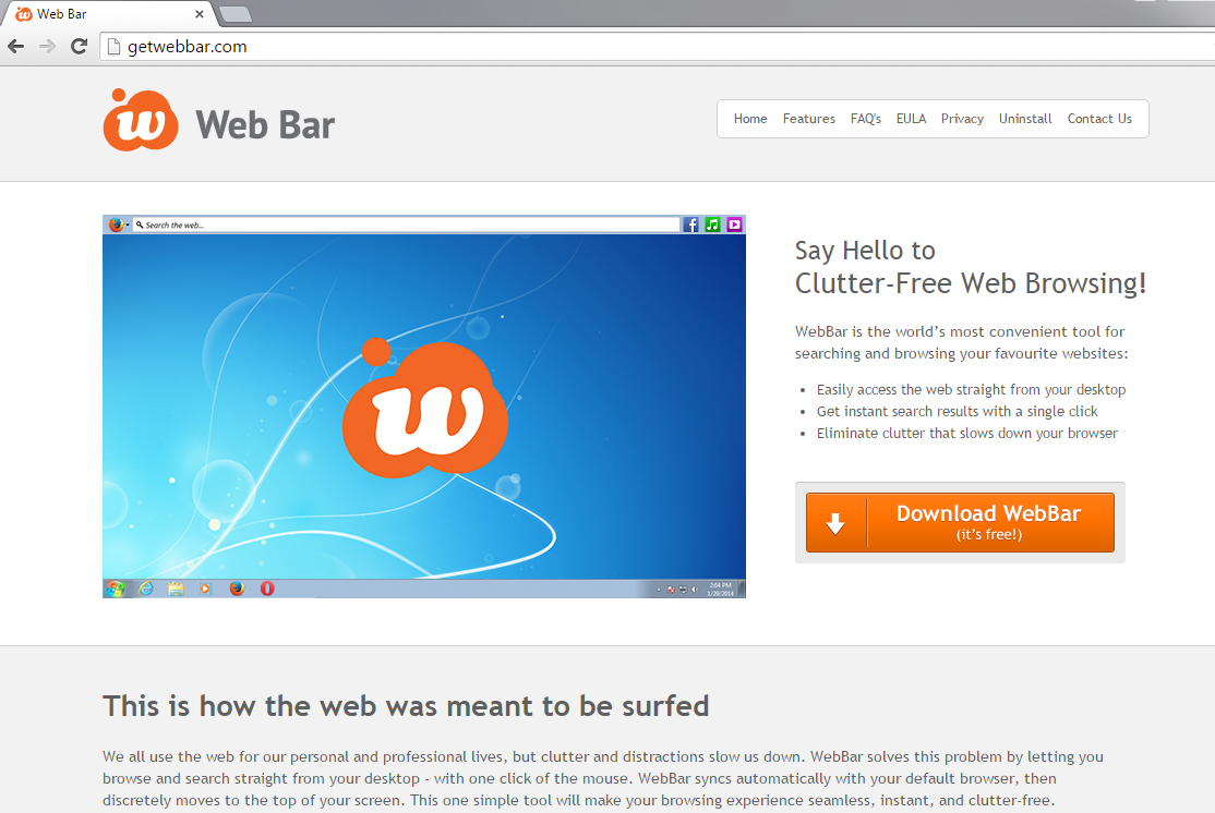 Menghapus Web Bar toolbar