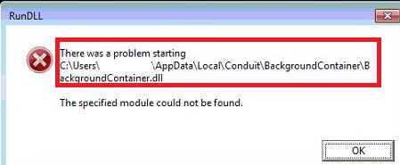 RunDLL Error MessageBackground Container.dll -