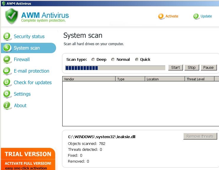 Rimuovere AWM Antivirus