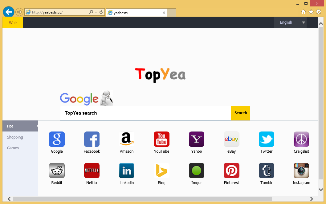 Rimuovere Yeabests.cc Topyea Search