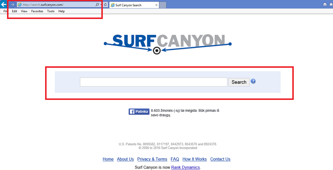 Rimuovere Search.surfcanyon.com