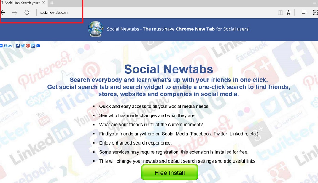 Rimuovere Socialnewtabs.com