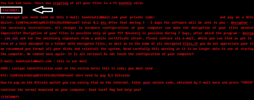 SATANA Locker Virus