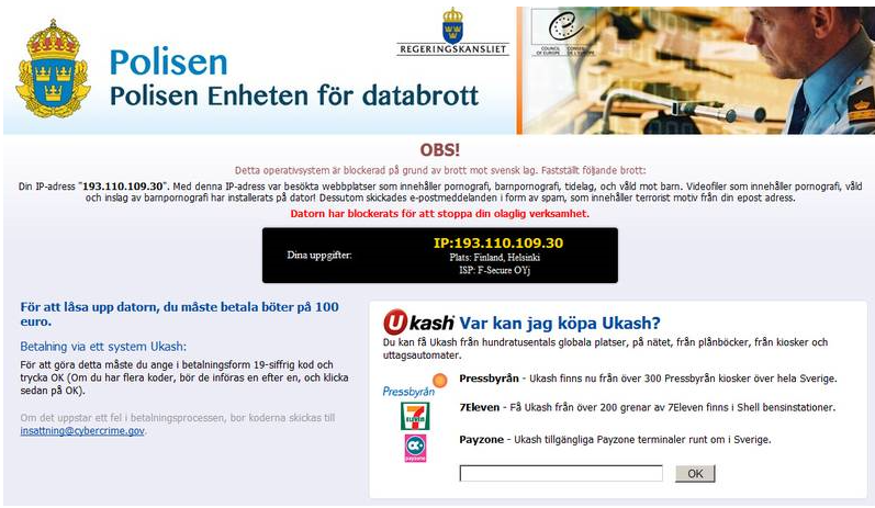 Eliminar Datorn låser sig för polis Virus