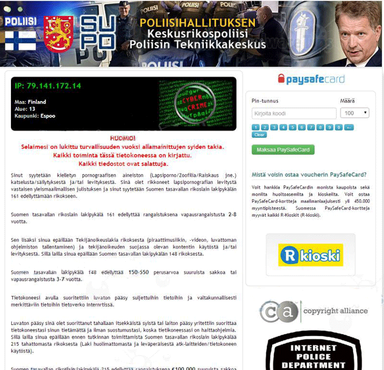 Eliminar Poliisin Tekniikkakeskus virus