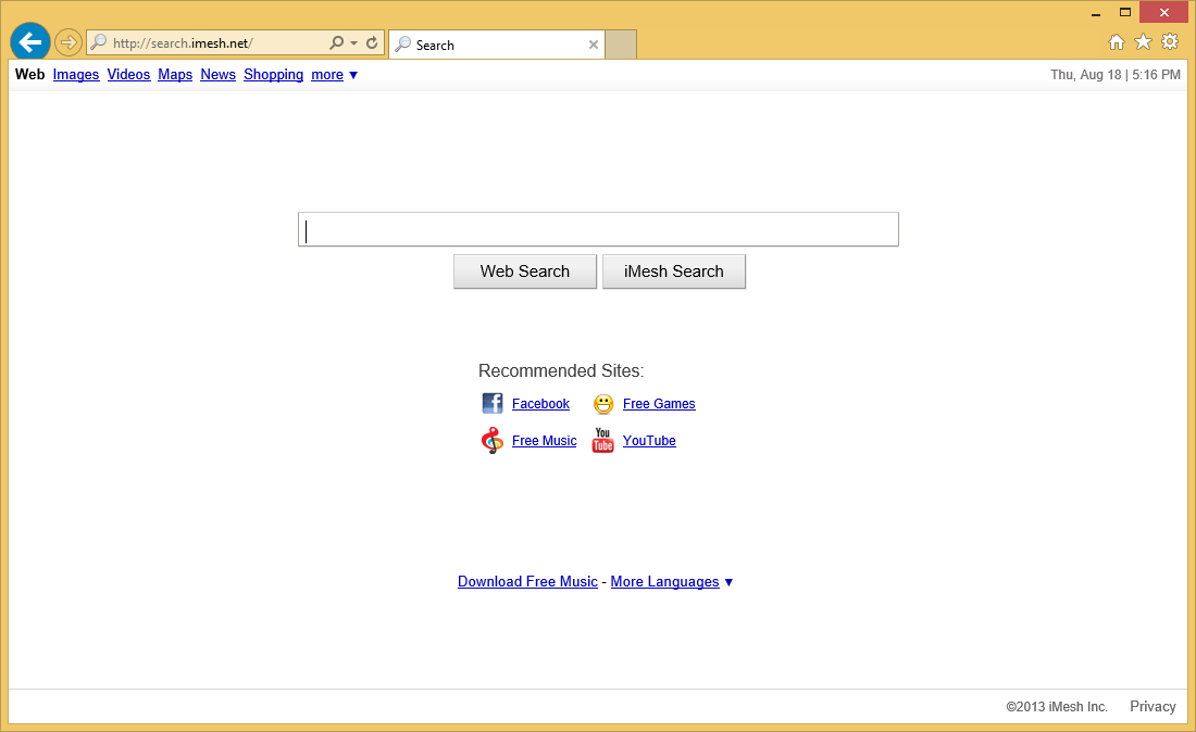 Rimuovere Search.imesh.net