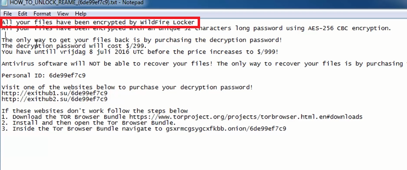 WildFire Locker Virus File