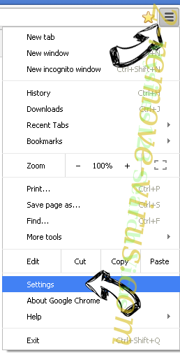 E-Searches.com Chrome menu