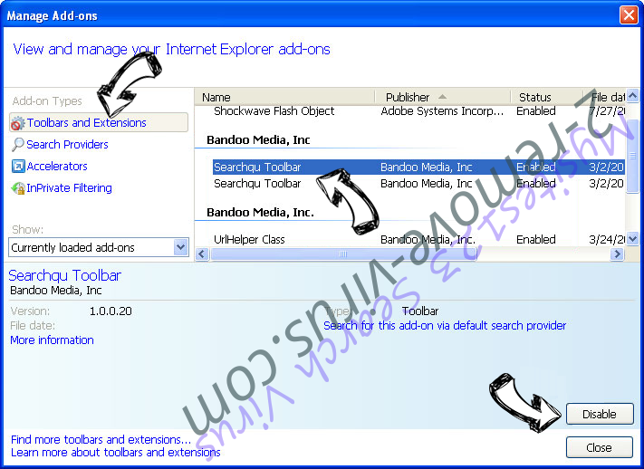 Search.searchltto.com IE toolbars and extensions