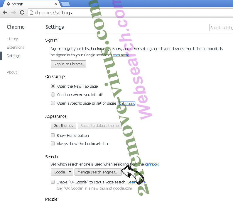 Cack.me pop-up virus Chrome extensions disable