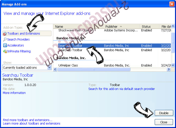 Defaultsearch.nchuser.com IE toolbars and extensions