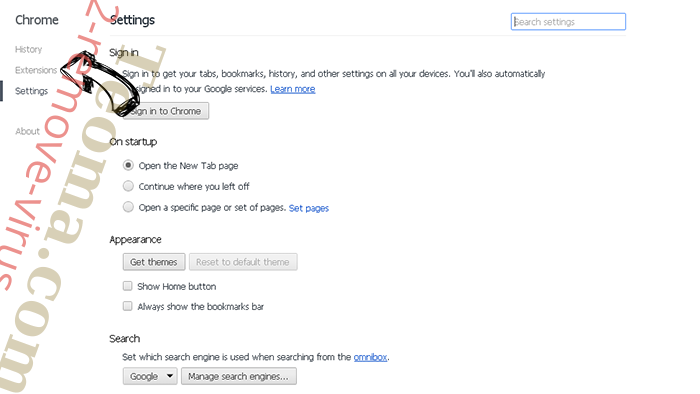 Teoma.com Chrome settings