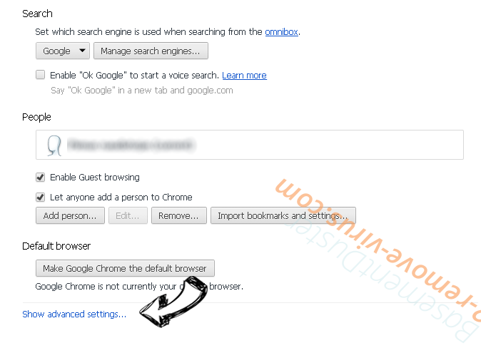 Search.abclauncher.com Chrome settings more