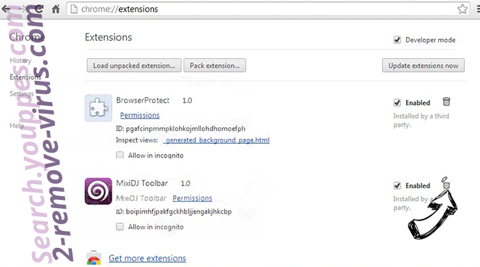 Search.youppes.com Chrome extensions remove