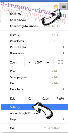 Search.youppes.com Chrome menu