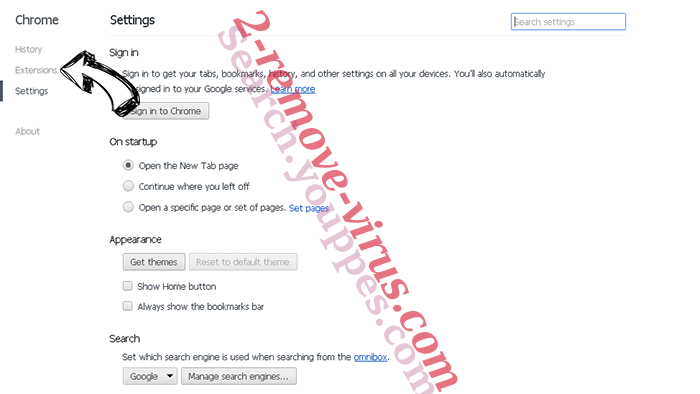 Search.youppes.com Chrome settings