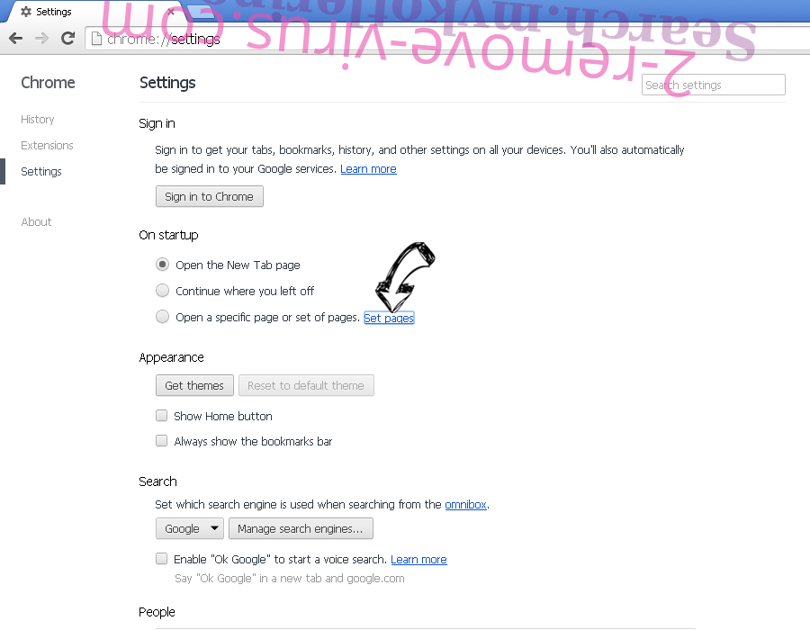 Initial Site 123 Chrome settings