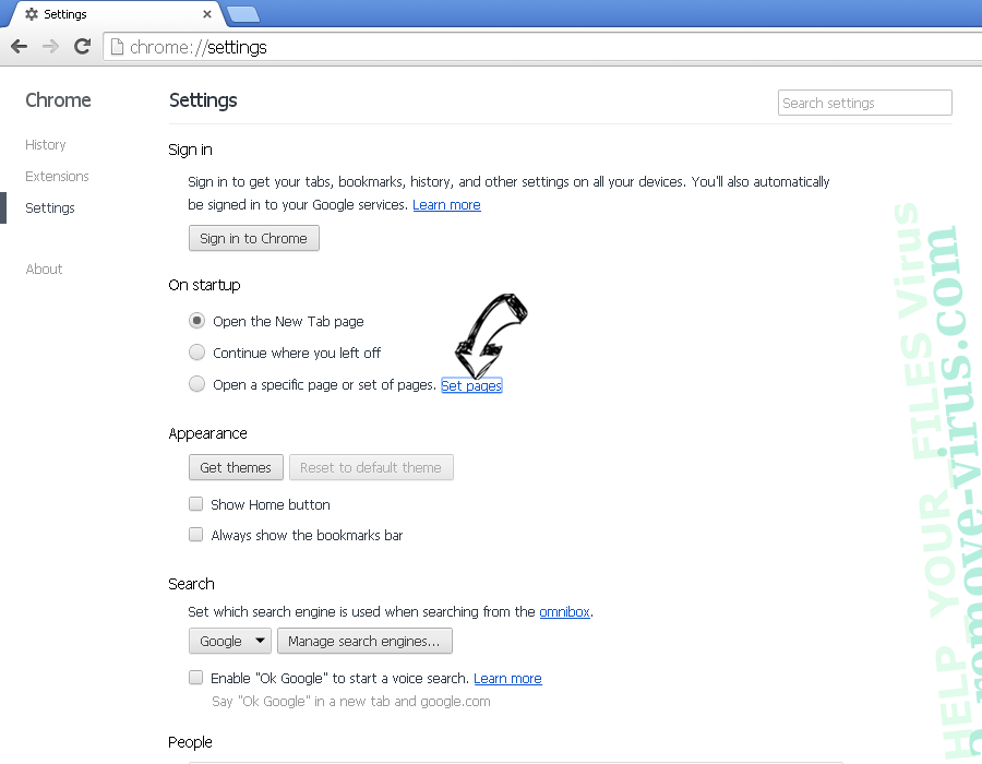 Search-starter.com Chrome settings