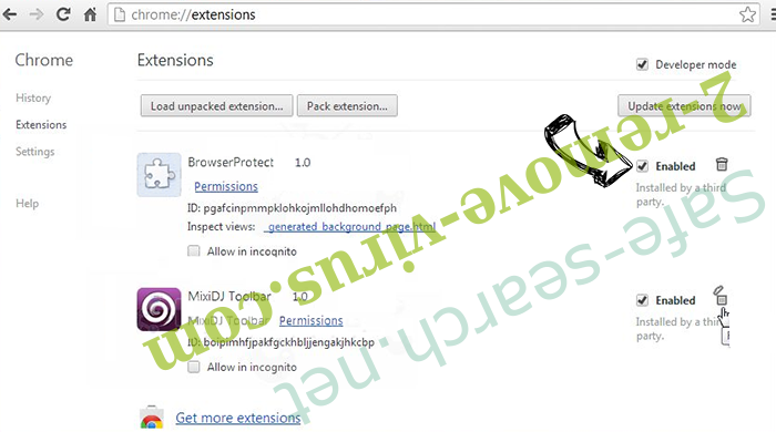 Newtab.pro Redirect Virus Chrome extensions disable