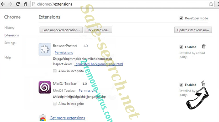 Newtab.pro Redirect Virus Chrome extensions remove