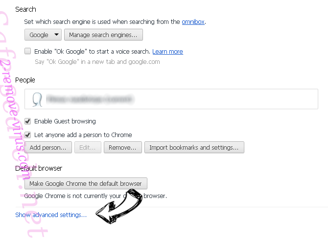 Safe-search.net Chrome settings more