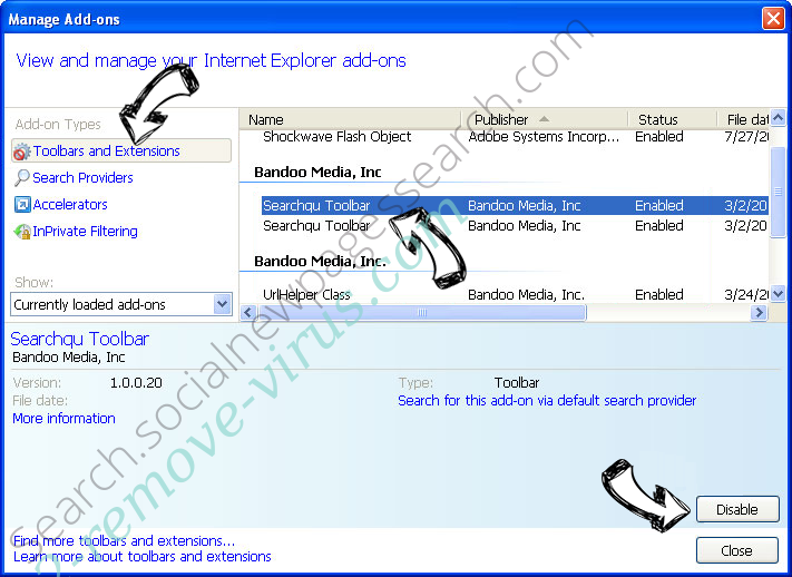 Search.searchtcn.com IE toolbars and extensions