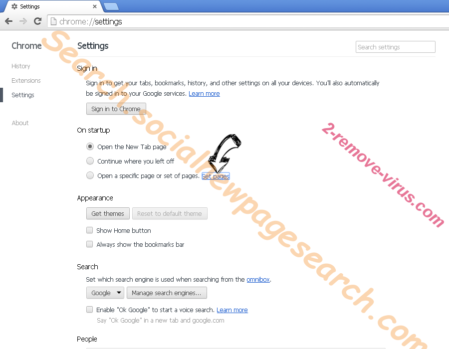 Recherchesweb.com Chrome settings