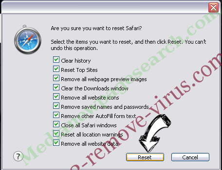 Only One Search adware Safari reset