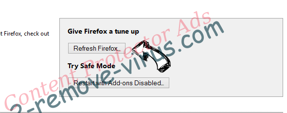 Content Protector Ads Firefox reset