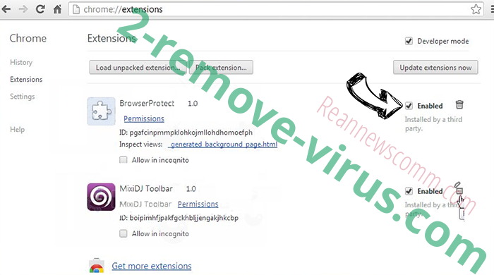 Reannewscomm.com Chrome extensions disable
