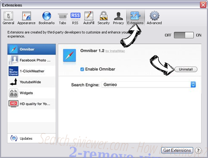 Search.siviewer.com - How to remove? Safari extensions