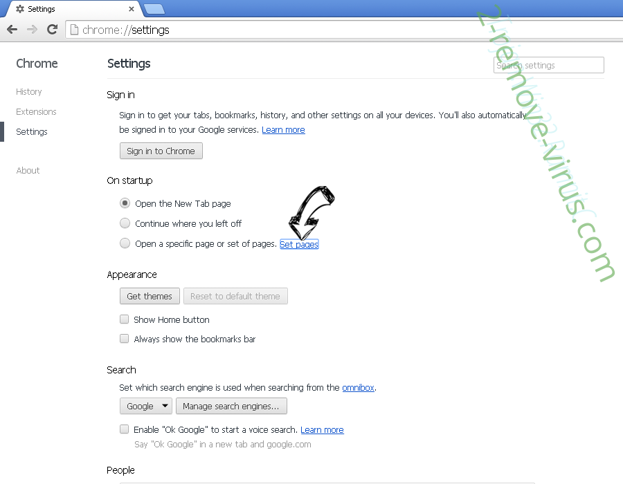 StartSearch Chrome settings