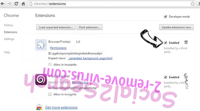 Social2Search Chrome extensions disable