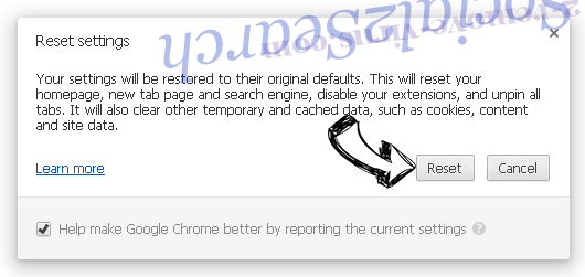 Social2Search Chrome reset