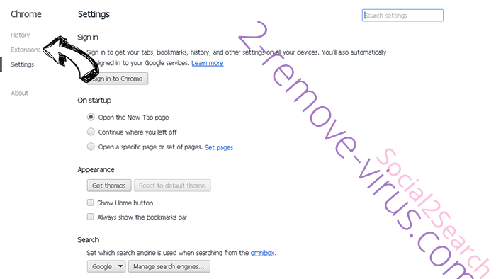 EntfernenMega Media Start Browser Hijacker Chrome settings