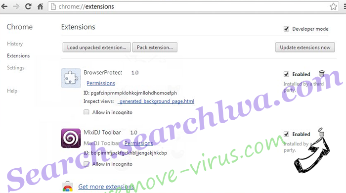 Searchlock3.com Chrome extensions remove