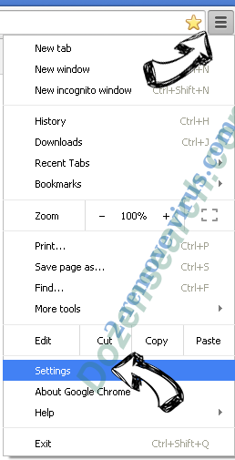 Dozensearch.com Chrome menu