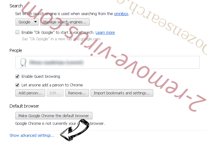 Dozensearch.com Chrome settings more