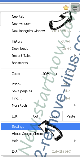 New.startnow.com Chrome menu