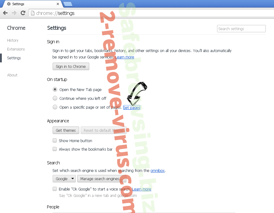 Supprimer Nt.inmotionsearch.com Chrome settings