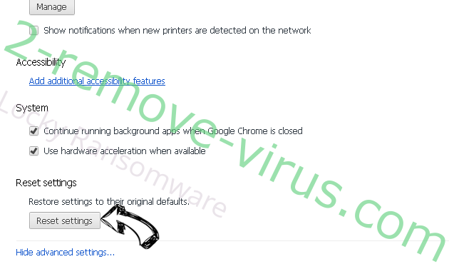 Locky Ransomware Chrome advanced menu