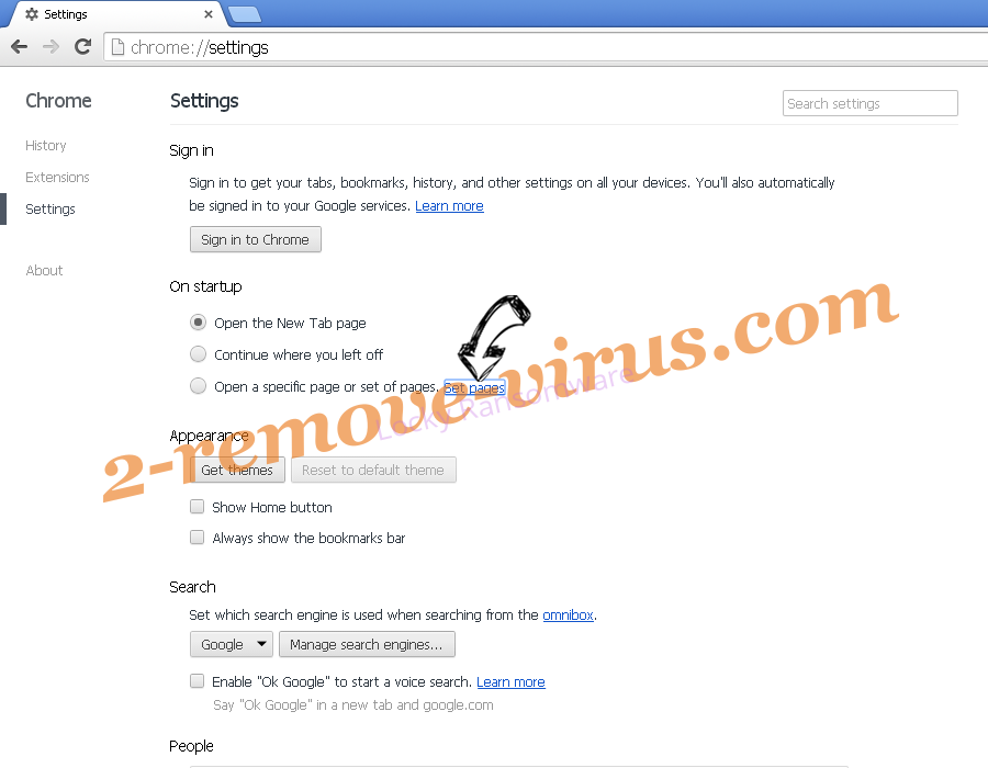 Startssearch.com virus Chrome settings