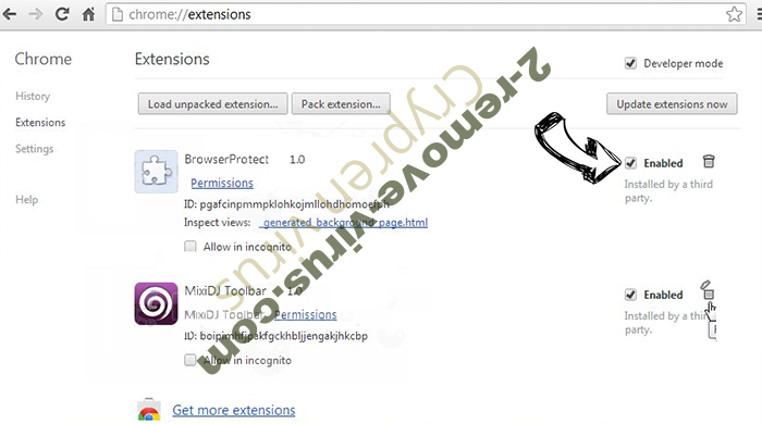 Cool Search Browser Hijacker Chrome extensions disable