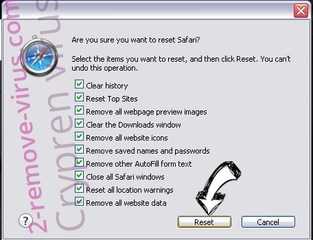 Crypren virus Safari reset