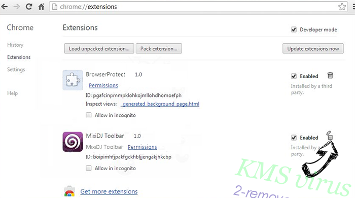 KMS virus Chrome extensions remove