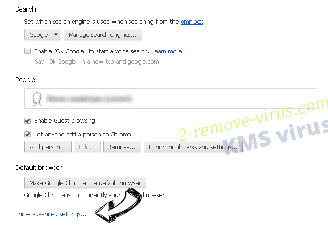 KMS virus Chrome settings more