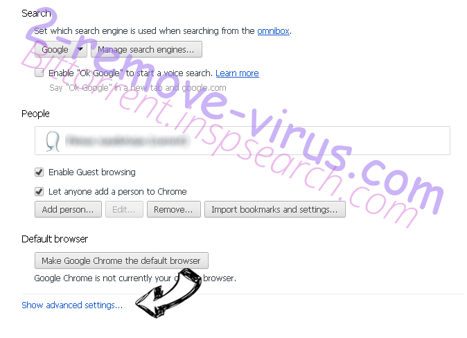 Screen Watch Browser Hijacker Virus Chrome settings more