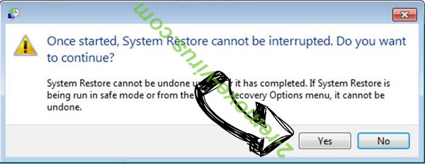 Eternity ransomware removal - restore message