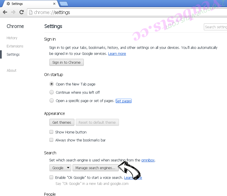 Search.xyz Chrome extensions disable